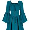 Vestido Novo Feminino Europeu e Americano Medieval Retrô Costurado Mangas Vazadas Costas Elásticas Vestido