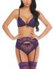 Novo conjunto de três peças feminino europeu e americano sexy com ligas de renda multicoloridas. Charme e sensualidade.