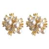 Brincos de Noiva Romântica Francesa Série Moda Luxo Leve Zircônia Brincos Tridimensional Pérola Brincos de Vestido de Casamento Senso de Alto Padrão