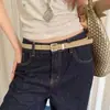 Cinturón Estrecho Rosa Pastel Dulce y Fresco Estilo Y2K para Mujer, Decoración Estilo Milenio, Combinado con Jeans, Accesorios, Hebilla Metálica, Cinturón de Moda