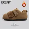 Botas de Neve Quentes Espessas Universais para Mulheres, Novo Modelo de Inverno 2025, Tênis com Velcro para Dedos Grandes, Sapatos Peludos com Solado Grosso
