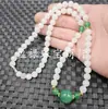 Collar de Cuentas Redondas de Jade Blanco Hotan de Xinjiang Jade Blanco Grasa de Cordero Jade Hilo Dorado Cadena de Cuentas de 8 mm Collar para Clavícula Estilo Extendido