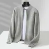 Cárdigan Bai Cai Rong Otoño Invierno 100% Lana Pura para Hombre Cuello Alto Cremallera Suéter Engrosado Ropa de Punto Casual Ropa de Abrigo