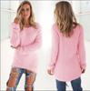 T136 # -Ebay Aliexpress Otoño e Invierno Popular Deseo Moda Color Sólido Manga Larga Suéter Top para Mujer