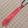 Gravata masculina com zíper de 8 cm gravata formal de negócios lisa azul marinho vermelha estudante JK profissional casamento fácil de puxar atacado