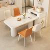 Mesa de Comedor Estilo Crema Italiana Tablero de Roca Mesa de Comedor Occidental Combinación de Mesa y Silla de Comedor con Tablero de Roca Mesa de Comedor Doméstica Moderna Simple para Apartamento Pequeño