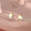 Brincos de prata pura S999 com zircônia floral pequenos e delicados para mulheres, estilo pastoral, delicados e confortáveis para a orelha, brincos versáteis e elegantes