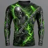 Series Populares de Halloween en Amazon: Camiseta de Manga Larga para Hombre con Estampado 3D de Calavera y Cuello Redondo para Halloween