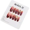 30 Piezas de Uñas Portátiles Hechas a Mano, Decoraciones de Diamantes en Degradado Rojo-Marrón, Populares y Versátiles, No Dañinas para las Uñas, Uñas de Arte de Uñas Terminadas Removibles