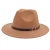 Sombrero de copa de estilo europeo y americano transfronterizo Sombrero de jazz de caballero Sombrero de fieltro para abrigo Sombrero de ala ancha de color sólido de moda