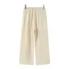 Calça Casual de Seda Gelada Nova para Verão 2025 para Mulheres, Cor Sólida com Bolsos, Calça Mom Solta Versátil, Calça Reta Cropped