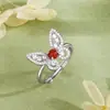 Anel de Borboleta de Prata Esterlina S925 com Jade para Mulheres, Design de Nicho, Novo Estilo Chinês Anel de Cauda com Pedra Preciosa, Fashion, Luxo Leve, Sensação de Alta Qualidade
