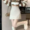 Falda Mini de PU Talla Grande Falda de Cuero de Cintura Alta Falda Midi con Abertura para Mujer Primavera/Otoño Chica Picante Adelgazante Antiexposición Falda de Línea A que se Ajusta a la Cadera