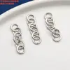 Corrente Fechada Redonda de Prata Esterlina com Elo de Corrente, Corrente de Cauda Fechada Redonda Vintage Desgastada Materiais para Miçangas Artesanais DIY