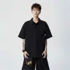 Camisa Polo de Marca de Moda Estilo Japonés para Hombre, Manga Corta, Corte Holgado, Hombro Caído, Camiseta Superior con Diseño Elegante y Genial