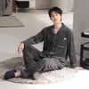 Conjunto de Pijama Masculino de Caxemira Outono e Inverno Espessado Manga Longa Toque de Alta Qualidade Inverno Tamanho Plus Roupas Quentes para Casa Conjunto Pode Ser Usado ao Ar Livre