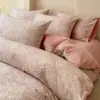 Juego de ropa de cama de cuatro piezas de alta calidad, amigable con la piel, todo algodón cepillado, funda de edredón estilo nórdico simple, ropa de cama de algodón puro, juego engrosado
