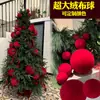 Bola de terciopelo navideña de 8-25 cm en color rojo vino, adorno colgante para árbol de Navidad, decoración de escena festiva