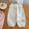 Calças de Moletom Forradas de Lã da Moda para Meninas, Roupas Novas de Outono e Inverno para Crianças, Calças Longas de Renda com Desenho Animado, Calças Jogger Estilosas para Bebês