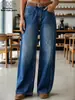 Hme Marca de Tendencia Estilo Hong Kong Jeans para Mujer Pierna Ancha Ajuste Holgado Rectos Largos Pantalones Transfronterizos Europeos y Americanos Shein