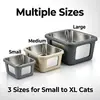 Bandeja de Arena para Gatos de Acero Inoxidable Premium - Semicerrada, Antisalpicaduras, Fácil de Limpiar, Inodoro para Gatos sin Olores