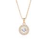 Collar inteligente redondo de plata esterlina S925 puede saltar corazón con colgante de diamantes completos estilo japonés y coreano collar para niña al por mayor