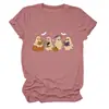 T-shirt feminina europeia fofa e divertida da Amazon, com quatro fantasmas, morcegos, estrelas, livro, gola redonda e manga curta