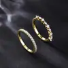 Conjunto de tres piezas más vendido en Europa y América, anillos de moissanita en capas de moda de lujo ligero estilo ins, anillos de boda de alta gama de plata de ley s925