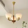 Coleção de Iluminação Residencial: Lustre vintage de conchas estilo francês para sala de jantar, Lâmpada de cobre maciço retrô americana para quarto principal