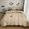 Conjunto de quatro peças fresco e simples 100% algodão puro, capa de edredom 100% algodão puro, lençol de cima, lençol com elástico, roupa de cama para quarto principal, conjunto de três peças para dormitório 4