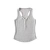 Top Exterior Ajustado Elástico Trendy Personalizado para Mujer Verano 2025 Camisola Versátil con Botones Cuello en V Forma I Venta al por Mayor