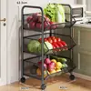 Prateleira de cestos para vegetais, Carrinho de armazenamento de vegetais de piso para cozinha, Prateleira de armazenamento de frutas e vegetais multicamadas multifuncional para casa