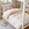 Juego de tres piezas de algodón puro estilo Ins para dormitorio de estudiante con estampado, sábana bajera y sábana encimera de algodón para cama individual de dormitorio, alta calidad y atractivo