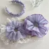 Novo Estilo Roxo Taro Anel de Cabelo de Intestino Grosso Super Fada Rede Coifa Flor Fada Faixa de Cabelo Alta Qualidade Estilo Coreano Corda de Cabelo Plissada Acessórios de Cabelo