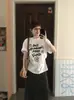 Camiseta Feminina de Algodão Puro com Estampa de Letras, Estilo Coreano, Nova, Soltinha, Manga Curta, Design de Verão, Rejuvenescedora, Top Casual Versátil