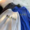 Camiseta de Manga Curta Cartoon Estilo Pixel Masculina Verão Tendência Marca Simples Solta Algodão Puro Roupas Tendência Versátil Camiseta Pesada de Meia Manga