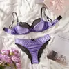 Conjunto de Sutiã e Calcinha Sexy de Renda Europeu e Americano Outono/Inverno Lingerie Francesa Pura Conjunto de Duas Peças Push-Up Anti-Queda