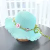 Sombrero de Sol Floral Fresco y Dulce Estilo Coreano para Niñas, Sombrero de Paja Tejido con Encaje para Niños, Sombrero de Playa al por Mayor