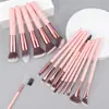 Set de brochas de maquillaje de 16 piezas directo de fábrica con mangos de madera y cerdas sintéticas, set profesional completo para base de rostro y aplicación de corrector sin imperfecciones
