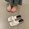 Sandalias Planas de Verano 2025 Estilo Europeo Nuevo Diseño Sandalias de Deslizamiento con Hebilla Metálica para Mujer Sandalias Elegantes