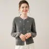 25 Nuevos Cardigan de Cachemir Bordado Diamante Cuello Redondo Chaqueta Suéter para Mujer Tejido de Punto Copo de Nieve Diamante Tachonado Cardigan Pequeño Fragante