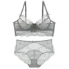 Lingerie Sexy de Renda de Verão Francesa Ultra-fina Transparente Tamanho Grande Lingerie Para Seios Grandes Fazendo-os Parecer Menores Conjunto de Sutiã Anti-queda