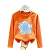 Camiseta de manga larga para niña 2026 nuevo modelo 100% algodón puro, ropa de otoño elegante y versátil para niñas, ropa casual para niños