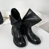 Botas de media caña retro para mujer de cuero genuino de 4 cm, botas de tacón de bloque estilo nuevo 2026, botas casuales de equitación con tacón grueso