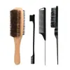 En stock de fábrica cepillo de doble cara con cerdas cepillo para barba peine de estilismo para hombre cepillo limpiador de cabello cabeza de aceite de nailon