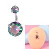 Nuevo Piercing Umbilical Transfronterizo de Acero Inoxidable 14g con Doble Dientes Internos, Zircón, Colgante de Ojo de Caballo y Mariposa, Adorno Umbilical, Anillo Umbilical