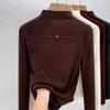 Camisa Base de Terciopelo de Cuello Medio para Mujer, Otoño e Invierno 2026, Forrada de Polar, Tacto de Alta Gama, Ropa de Abrigo, Top Engrosado con Diseño de Espina de Pescado