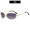 Nuevas gafas de sol retro europeas y americanas sin montura de metal y2k estilo chica caliente Milenio gafas de sol estilo cóncavo ins