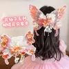 Horquilla Grande de Mariposa Estilo Chino Flor Clip Lateral Súper Hada Dulce Princesa Accesorios para el Cabello Tocado Hanfu Antiguo para Niños