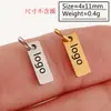 Colgantes pequeños de acero inoxidable pulido en stock con las formas de corazón, hexágono, óvalo y rectángulo con logotipo y texto grabados con láser